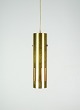 Retro ceiling pendant in brass and interior orange lacquering by Jo Hammerborg, model cylinder ...