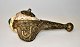 Chinese cold 
horn, 19th 
century 
consisting of 
conch mounted 
with brass, 
decorated with 
foliage ...