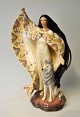 Hand painted porcelain figurine, Franklin Mint Native American, The dreamcatcher, 20th century ...