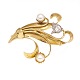 14kt gold 
brooch with two 
pearls and a 
diamond of 
circa 0,15ct
Size: 40x30mm