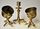 Russian wedding set - consisting of two becker and candlestick, 19th century.Crafted in brass ...