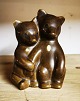 Figure depicting two bear cubs in ceramics by Knud Basse (1916-1991). The figure is covered in a ...