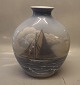 B&G 948- 5507 Large Marine Vase 31 x 28 cm Sailship Bing and Grondahl Marked with the three ...