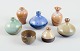 Contemporary Scandinavian ceramicists, a collection of seven miniature unique 
vases.