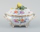 Nymphenburg, Germany, hand-painted porcelain lidded tureen with polychrome flowers, lid knob in ...