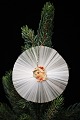 Old Christmas ornament / Christmas tree decoration of angel hair and small glossy images from ...