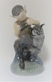Royal Copenhagen. Porcelain figure. Faun with owl. Model 2107. Height 16 cm. (1 quality)