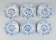 Six antique Meissen Blue Onion lunch plates in hand-painted porcelain.Early 20th ...