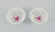 Herend pink 
Chinese 
Bouquet, two 
small bowls 
with wickerwork 
in hand-painted 
porcelain.
Largest ...