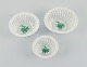 Herend Green Chinese Bouquet, three small bowls in hand-painted porcelain.Smallest measuring D ...