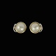 Danish 14k White & Yellow Gold Ear Clips with Pearl and Diamond 0,03 ct.Each Ear Clip with a ...