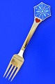 A. Michelsen Christmas cutlery, gilded sterling silver with enamel motif. Christmas fork 1976 ...