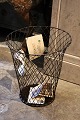 Old French Fil de Fer (metal) paper basket with fine patina. H:34cm. Dia.:33 cm.