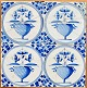 Tile fourpass, 
blue decorated 
tiles with 
flower pot, 
18th century 
Netherlands. 
With corner ...