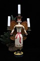 Old Christmas candlestick in the shape of an angel with a fine patina in painted wood with metal ...