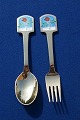 Michelsen Christmas spoons and forks of Danish gilt sterling silver. Anton Michelsen set ...