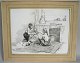 French artist 
(19th century): 
Two girls 
playing with a 
doll. Laveret 
tusch / pen. 38 
x 46 cm. In ...