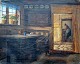 Vermehren, 
Yelva (1878 - 
1980) Denmark: 
Peasant 
interior with 
woman. Oil on 
canvas. Signed. 
50 x ...