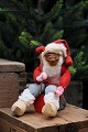 Old Santa Claus 
with a cotton 
beard, felt 
clothes and 
clogs sitting 
on a tree 
trunk. Height: 
13 cm.