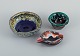 Vallauris, 
France, three 
ceramic bowls 
in brightly 
colored glazes.
1960/70s.
Unsigned.
In ...