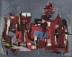 French artist.
Abstract 
composition.
Oil on canvas.
Indistinctly 
signed and 
dated 1966.
In ...