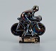 Rambervillers, 
French ceramic 
sculpture in 
the form of a 
cyclist with 
beautiful eosin 
...