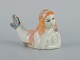 Doreen Middelboe for Aluminia/Royal Copenhagen, faience mermaid figure.