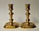 Pair of baroque Næstved candlesticks in brass, 18th century Denmark. With octagonal foot. H: ...