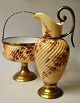 German strawberry set, consisting of bowl on foot and jug, approx. 1900. Foot and handle in ...