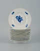 Twelve Royal Copenhagen Blue Flower Angular, plates.