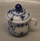 064-1 Mustard/Cream cup with lid 6 cm Blue Fluted Danish Porcelain