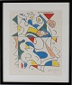 Ejler Bille (1910-2004 )Abstract composition 320/500 Colour lithography in black wooden ...