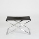 Poul Kjærholm. 
Stool with 
satin-brushed 
stainless steel 
frame, 
upholstered in 
black ...