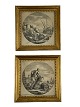 Pair of 
etchings by 
Stefano Della 
Bella, 17th 
century. Later 
gold frames 
with red edges. 
Ship ...