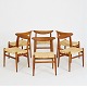 Hans J. Wegner.
Set of six 
chairs with 
frames in 
smoked oak, 
seats with new 
woven paper 
yarn. ...