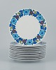 Paar, Bavaria, 
Jaeger & Co, 
Germany.
A set of ten 
retro plates in 
porcelain with 
a floral ...
