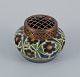 Gouda, Holland, art nouveau hand decorated ceramics.
Incense vase with brass lid.