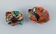 Vallauris, 
France, two 
leaf-shaped 
dishes in 
brightly 
colored glazes.
1960/70s.
In excellent 
...
