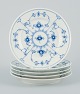 Royal Copenhagen, Blue Fluted plain, five plates.