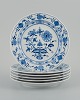 Meissen, a set of six Blue Onion lunch plates.