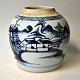 Blue/white Chinese bojan, 19th century. Without lid. Decorated with landscape, mountains, ship ...