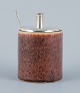 Saxbo ceramic mustard jar with Sterling silver lid by Frantz Hingelberg and Sterling silver ...