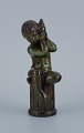 Just Andersen, disco metal, figure of a naked boy on a plinth.1940s.Marked.In good ...