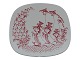 Bjorn Wiinblad red dish with three ladies called Breeze.Made at Nymolle ...