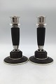 Georg Jensen Sterling Silver Ebony Candlesticks No. 2011 (2)