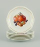 Rosenthal, 
Germany, six 
plates hand 
painted with 
fruits, 
butterflies and 
gold ...