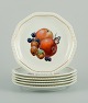 Rosenthal, Germany, six plates hand painted with fruits, butterflies and gold 
decoration.