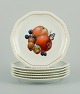 Rosenthal, 
Germany, six 
plates hand 
painted with 
fruits, 
butterflies and 
gold ...