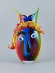 Murano, Venice.Large vase in Picasso style in colorful hand-blown art glass.1980s.In ...