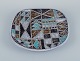 Atterberg for Upsala Ekeby, ceramic dish hand painted with geometric fields.Model number ...